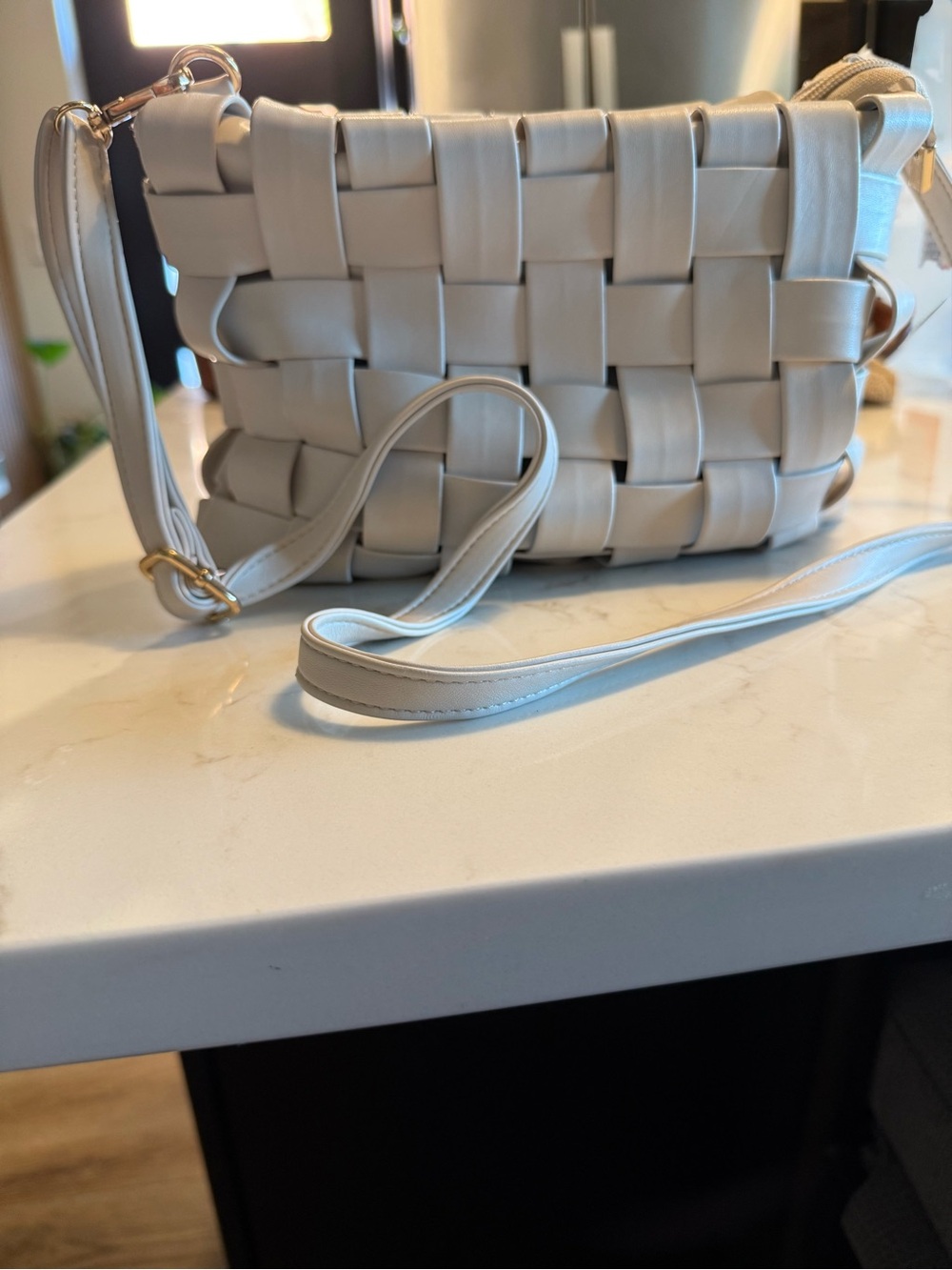 Anthropologie Lindy Woven Cream Crossbody